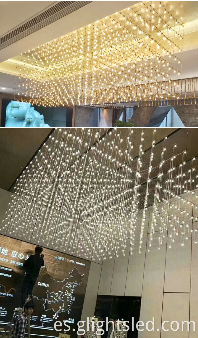 El estilo de la corte de lujo de acero inoxidable moderno vestíbulo del hotel colgante lámpara de luz colgante